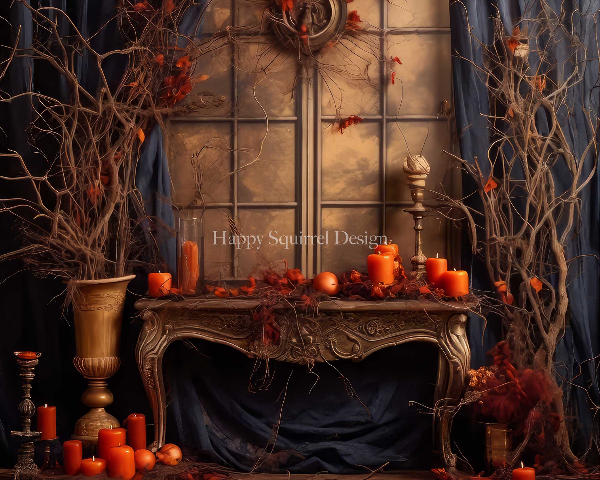 Kate Sinistre Halloween Bougies Toile de fond Conçu par Happy Squirrel Design - Kate Backdrop FR