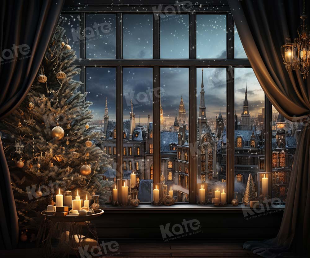 Kate Fenêtre Sapin de Noël Hiver Toile de fond conçu par Emetselch - Kate Backdrop FR