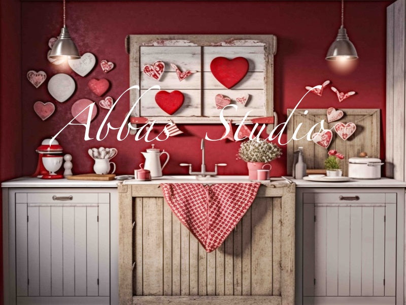 Kate Cuisine Plein d'amour Saint Valentin Toile de fond conçue par Abbas Studio - Kate Backdrop FR