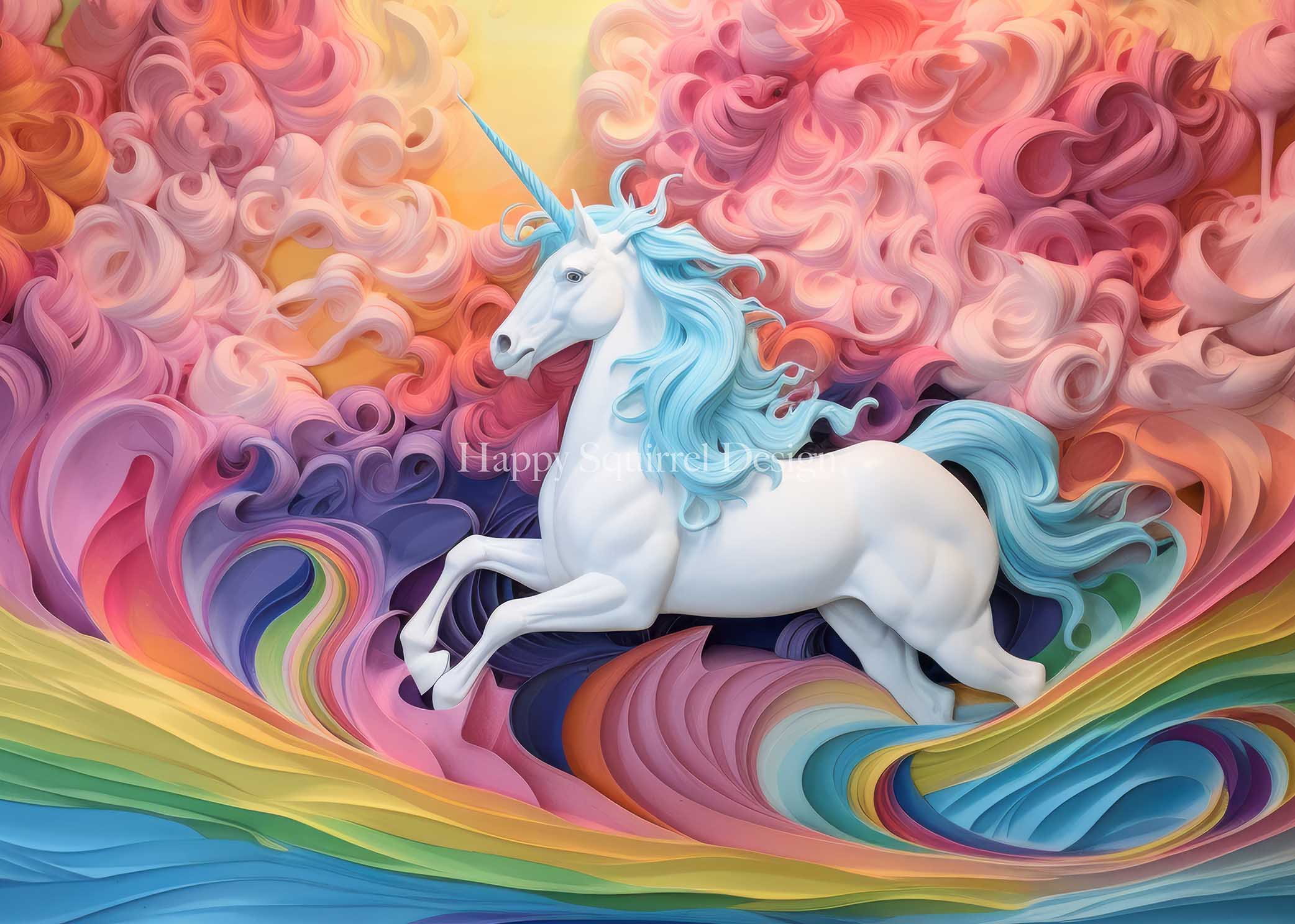 Kate Vagues de Licorne Coloré Toile de fond Conçu par Happy Squirrel Design - Kate Backdrop FR