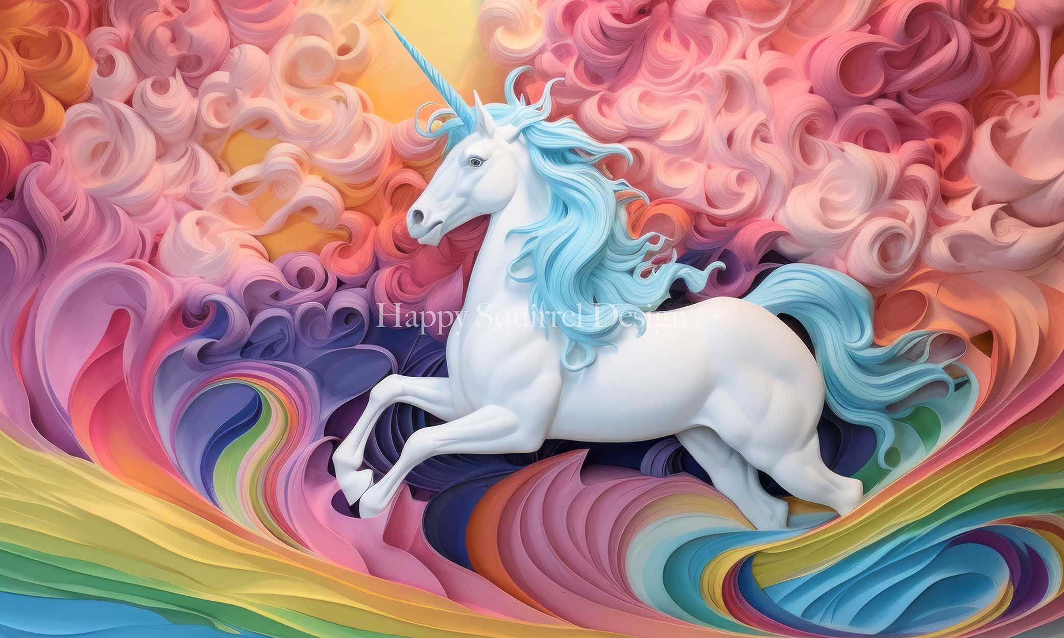 Kate Vagues de Licorne Coloré Toile de fond Conçu par Happy Squirrel Design - Kate Backdrop FR