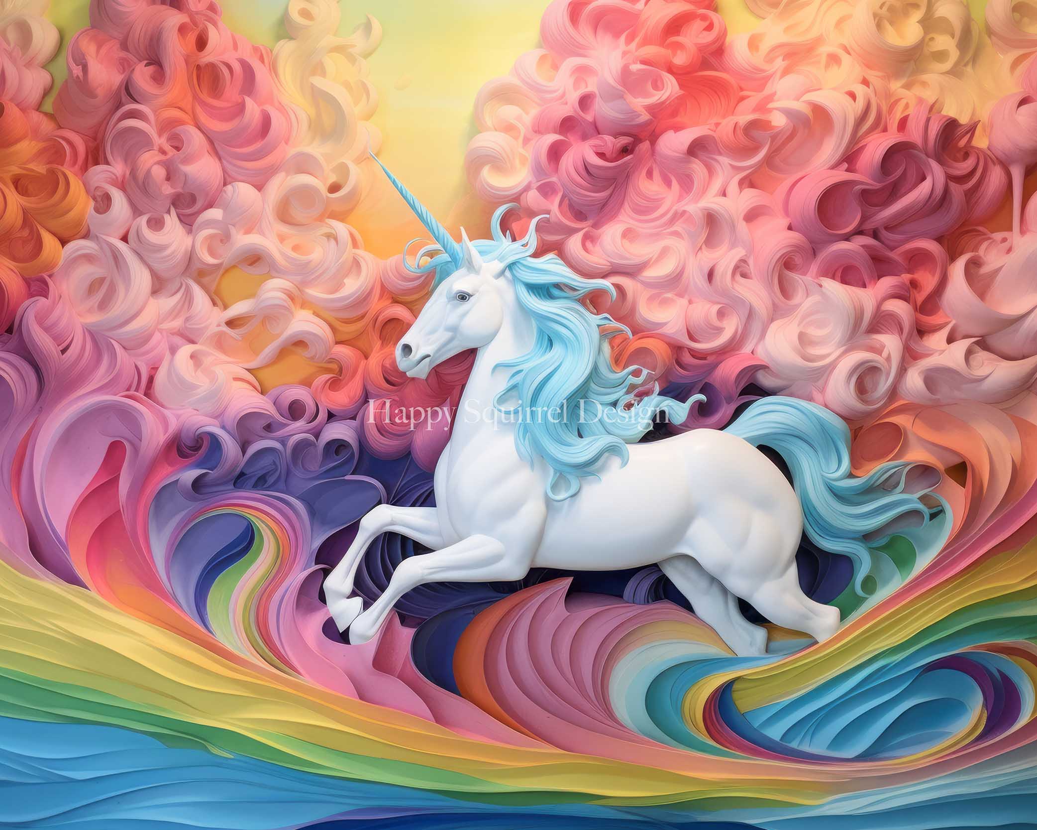 Kate Vagues de Licorne Coloré Toile de fond Conçu par Happy Squirrel Design - Kate Backdrop FR