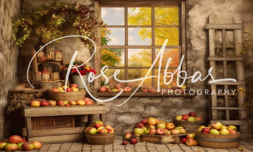 Kate Maison de ferme Pomme Récolte Toile de fond conçue par Rose Abbas - Kate Backdrop FR