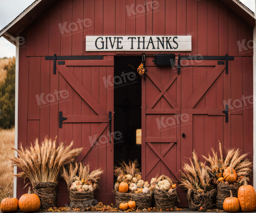 Kate Automne Jour de Thanksgiving Grange Rouge Toile de fond pour la photographie