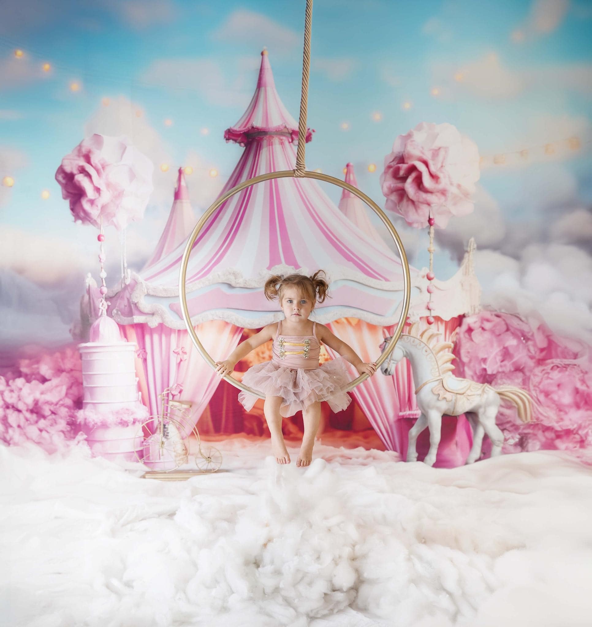 Kate Fantaisie Rose Licorne Cirque Toile de fond pour la photographie - Kate Backdrop FR