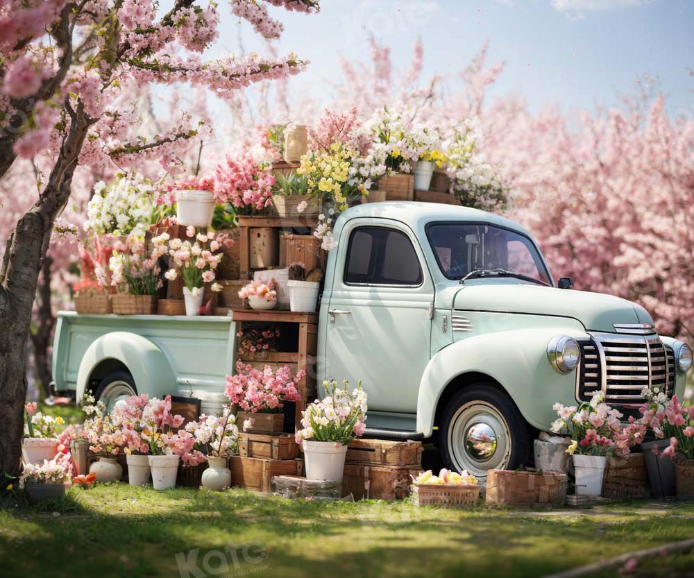 Kate Printemps Rose Camion Fleurs Arbre Toile de fond conçue par Emetselch - Kate Backdrop FR