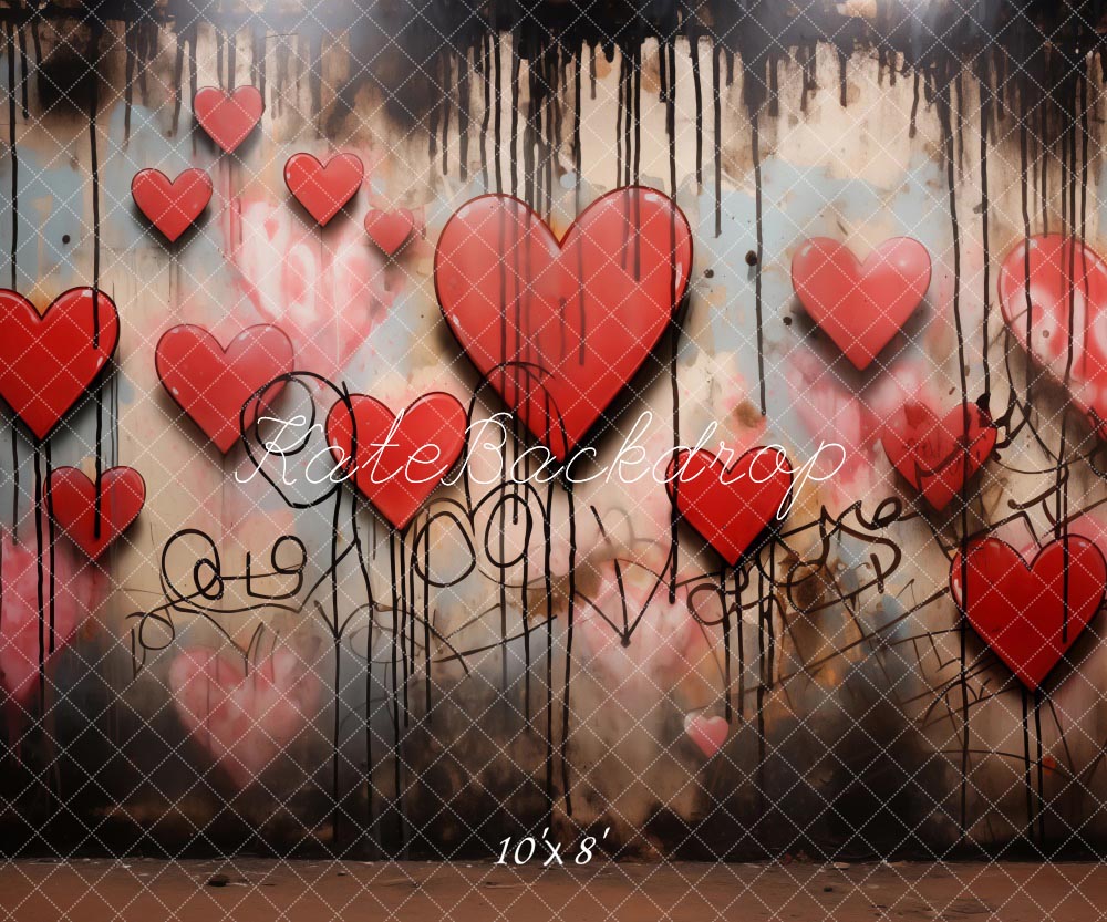 Kate Saint-Valentin Amour Mur de graffitis Toile de fond conçue par Chain Photographie - Kate Backdrop FR