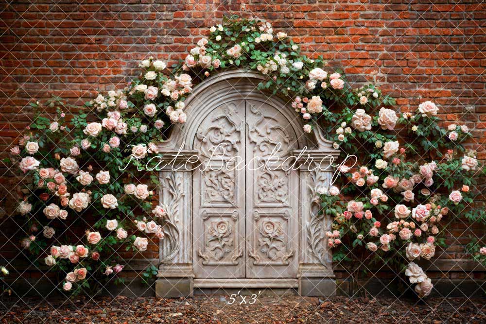 Kate Saint-Valentin Fleurs Porte Blanc Mur Toile de fond conçue par Chain Photographie - Kate Backdrop FR