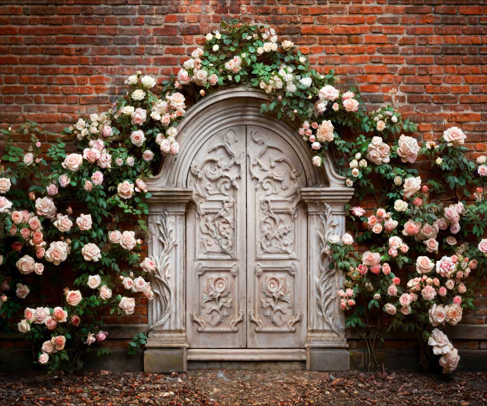 Kate Saint-Valentin Fleurs Porte Blanc Mur Toile de fond conçue par Chain Photographie - Kate Backdrop FR