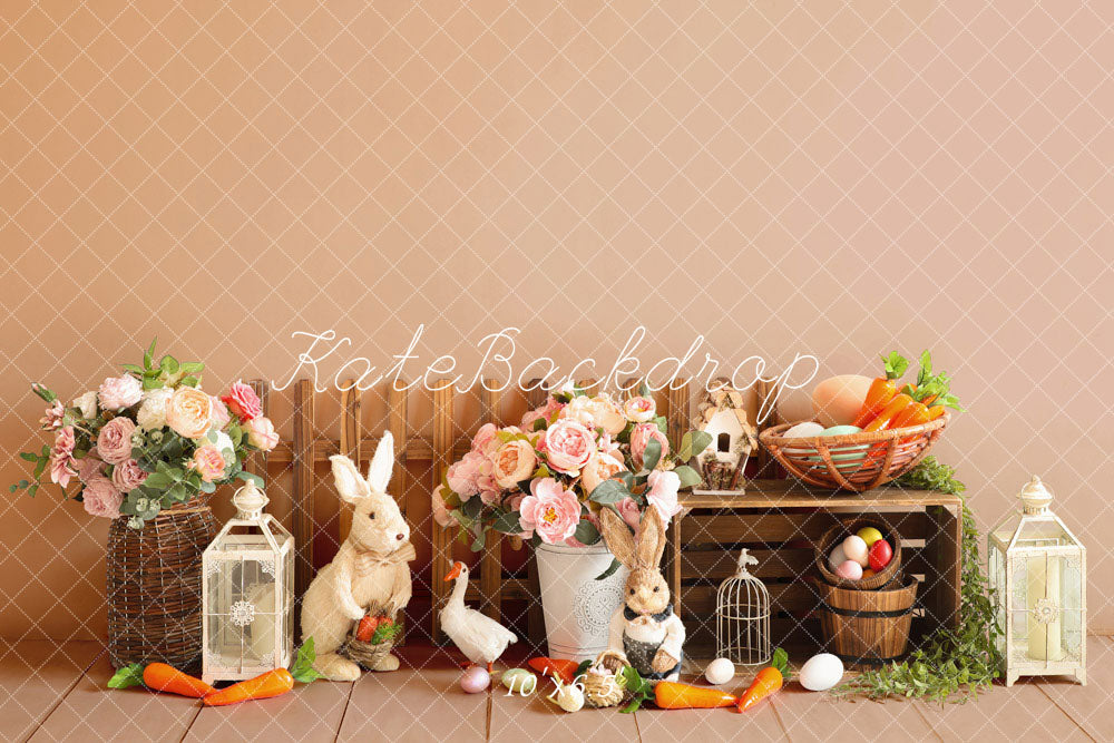 Kate Pâques Œufs Fleurs Lapin Clôture Toile de fond conçue par Emetselch - Kate Backdrop FR