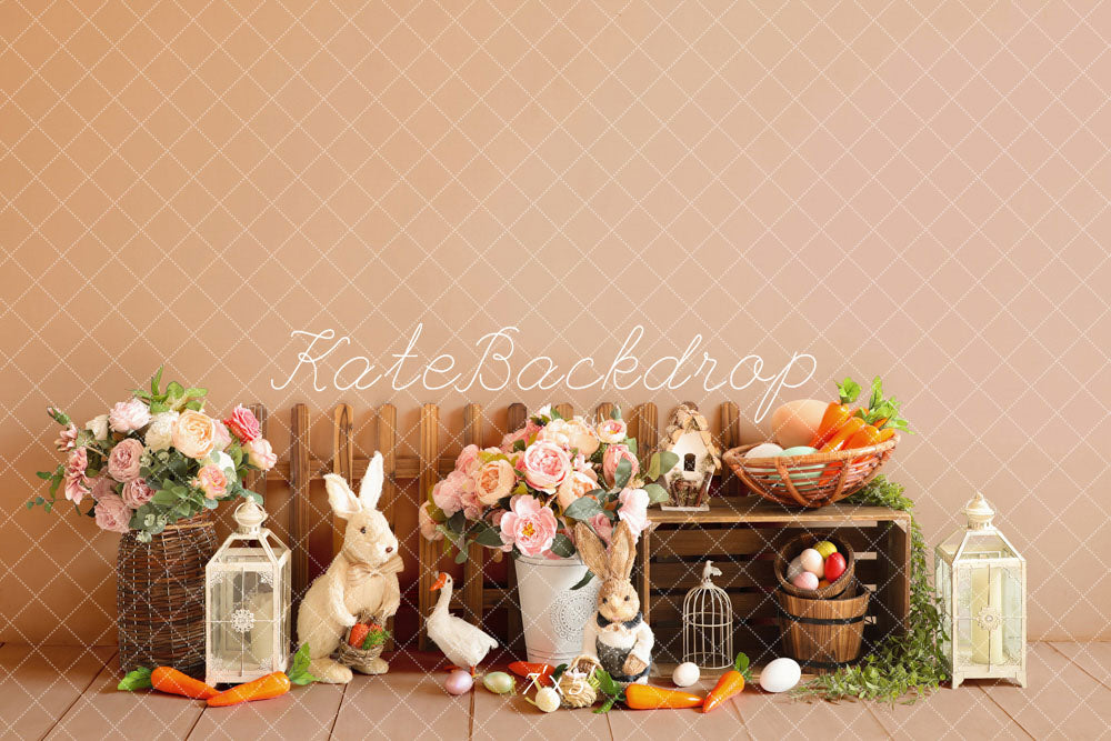 Kate Pâques Œufs Fleurs Lapin Clôture Toile de fond conçue par Emetselch - Kate Backdrop FR