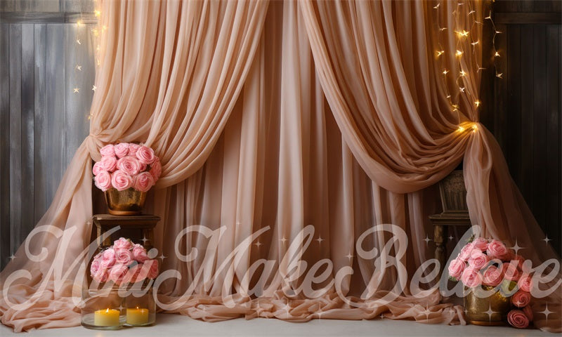 Kate Rose Rideau Fleurs Lumière Toile de fond conçue par Mini MakeBelieve - Kate Backdrop FR