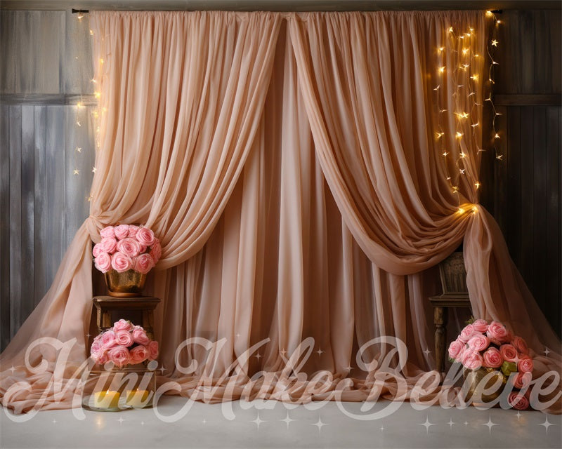 Kate Rose Rideau Fleurs Lumière Toile de fond conçue par Mini MakeBelieve - Kate Backdrop FR