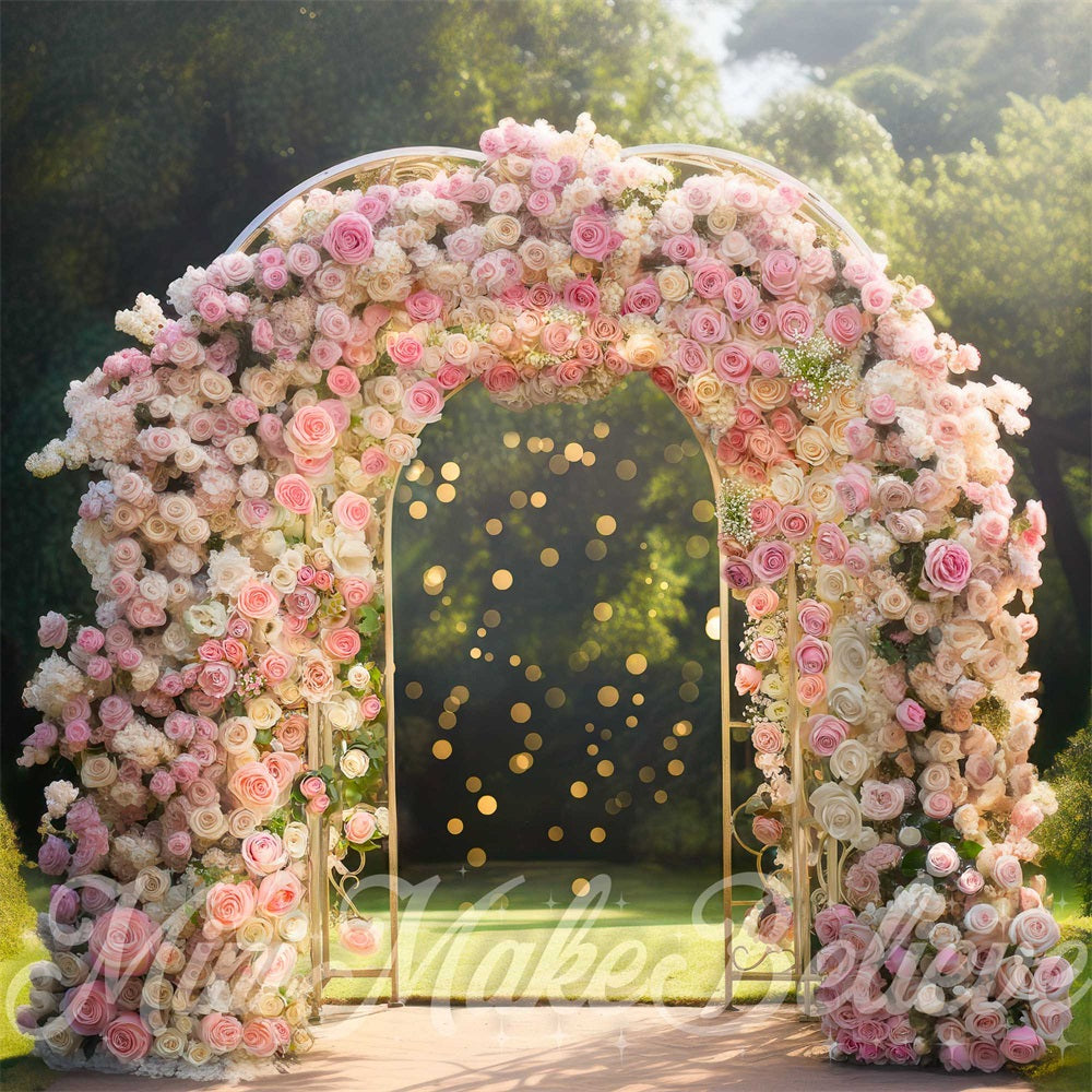 Kate Printemps Arche de Roses Mariage Extérieur Toile de fond conçue par Mini MakeBelieve - Kate Backdrop FR