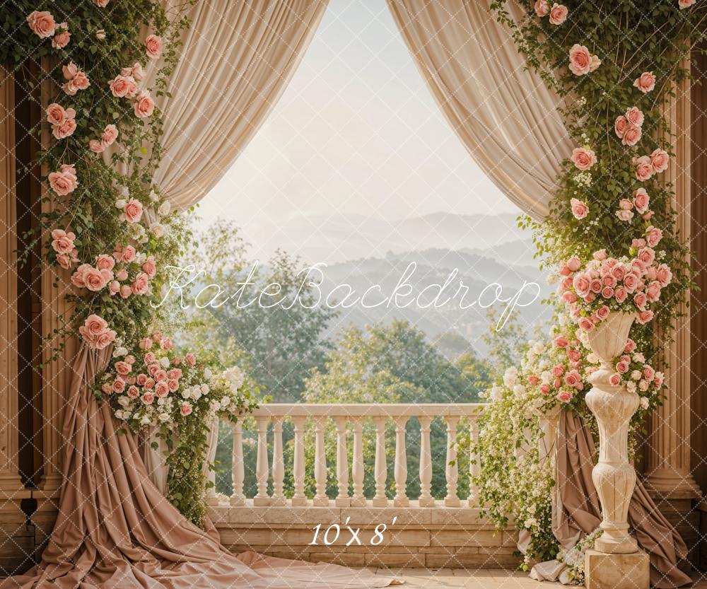 Kate Printemps Fleurs Rideau Balcon Mariage Toile de fond conçue par Emetselch - Kate Backdrop FR