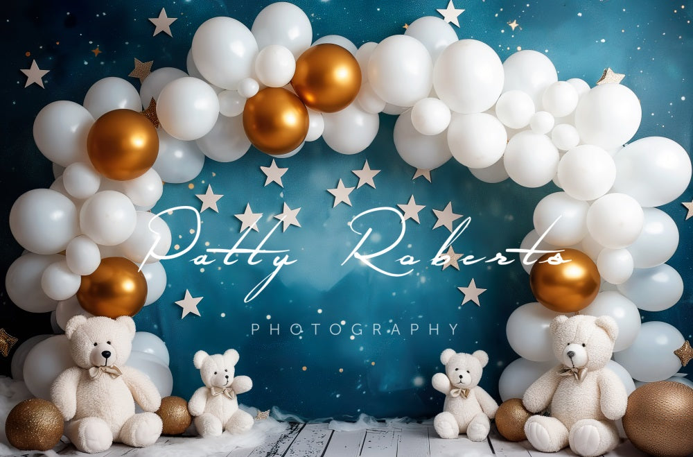 Kate Blanc Arche de Ballons Ours Toile de fond conçue par Patty Robert - Kate Backdrop FR