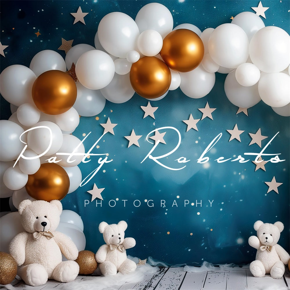 Kate Blanc Arche de Ballons Ours Toile de fond conçue par Patty Robert - Kate Backdrop FR