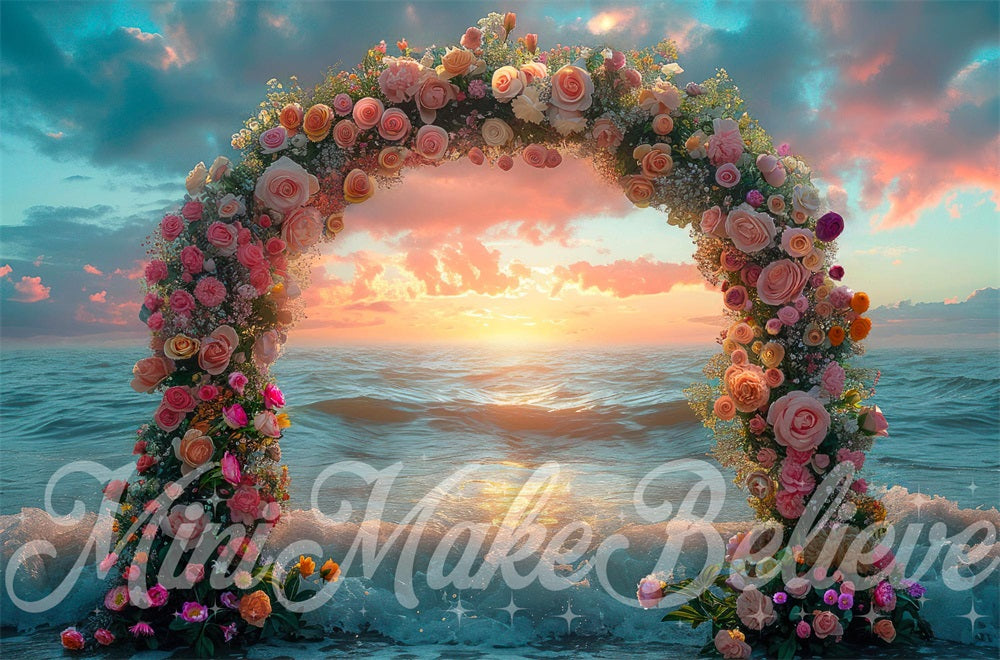 Kate Coucher de Soleil Arche de Fleurs Océan Toile de fond conçue par Mini MakeBelieve - Kate Backdrop FR