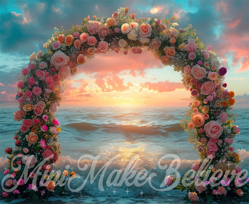 Kate Coucher de Soleil Arche de Fleurs Océan Toile de fond conçue par Mini MakeBelieve - Kate Backdrop FR