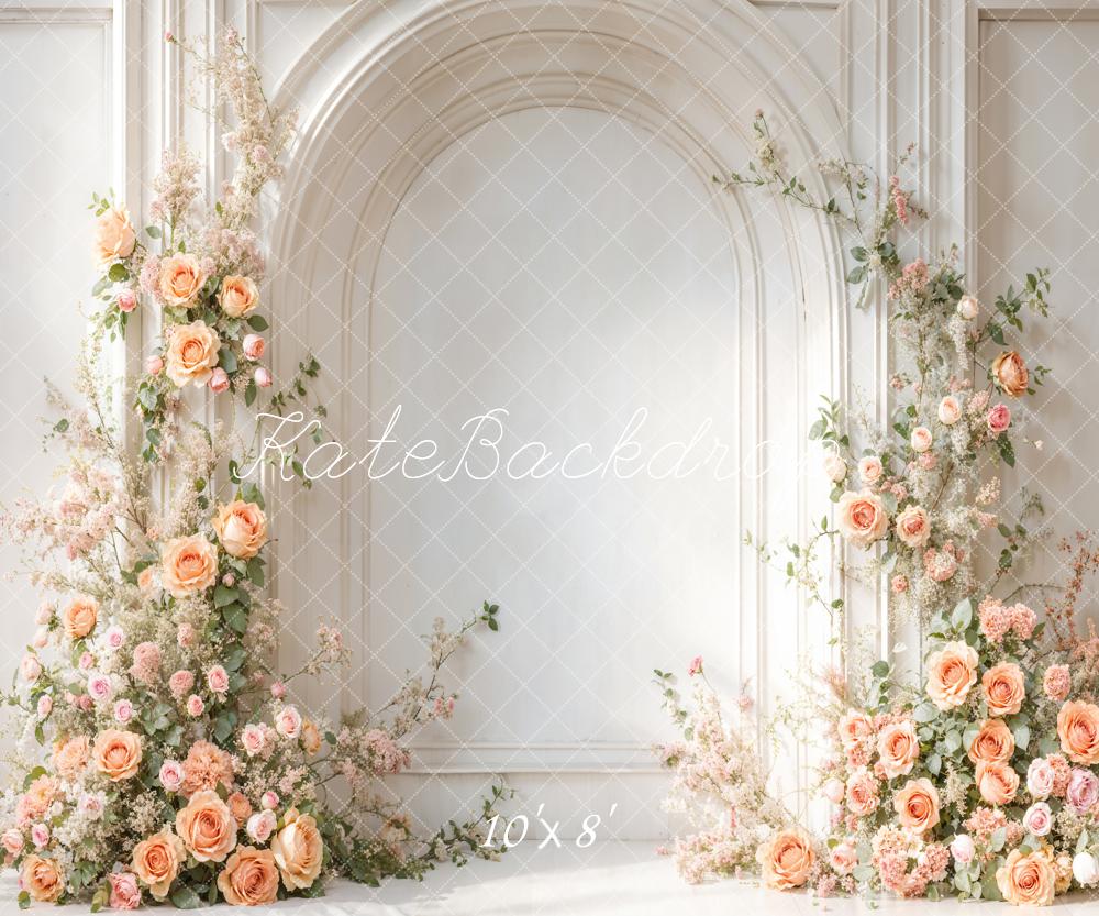 Kate Printemps Mariage Fleurs Blanc Arche Mur Toile de fond conçue par Emetselch - Kate Backdrop FR