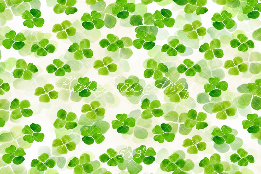 Kate La Saint-Patrick Vert clair Trèfle Sol Toile de fond conçue par Kate Image - Kate Backdrop FR