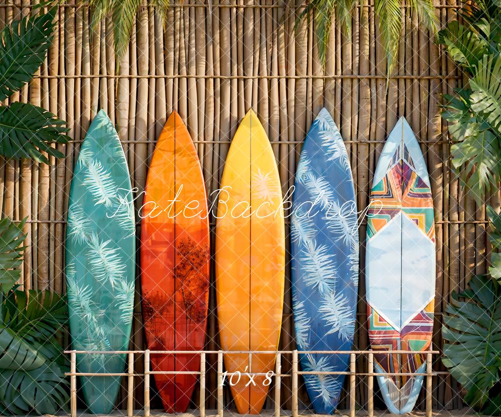 Kate Été Coloré Planches de surf Plantes Toile de fond conçue par Emetselch - Kate Backdrop FR