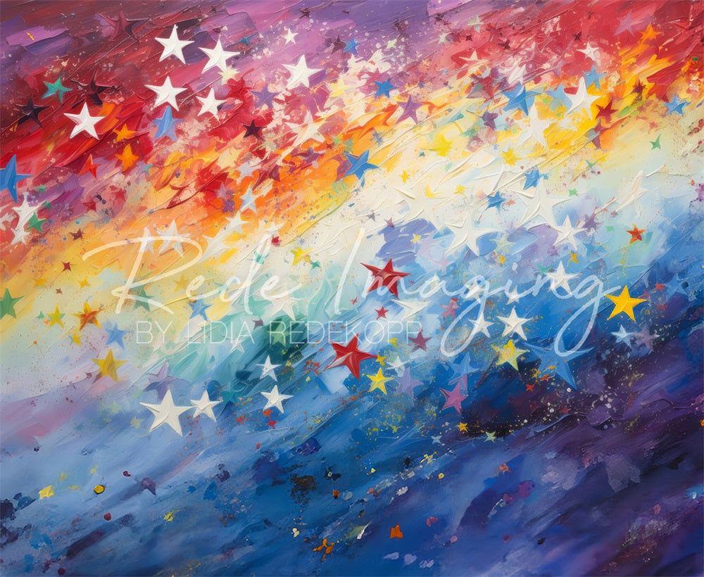 Kate Peint Arc-en-ciel Étoiles Coloré Toile de fond conçue par Lidia Redekopp - Kate Backdrop FR