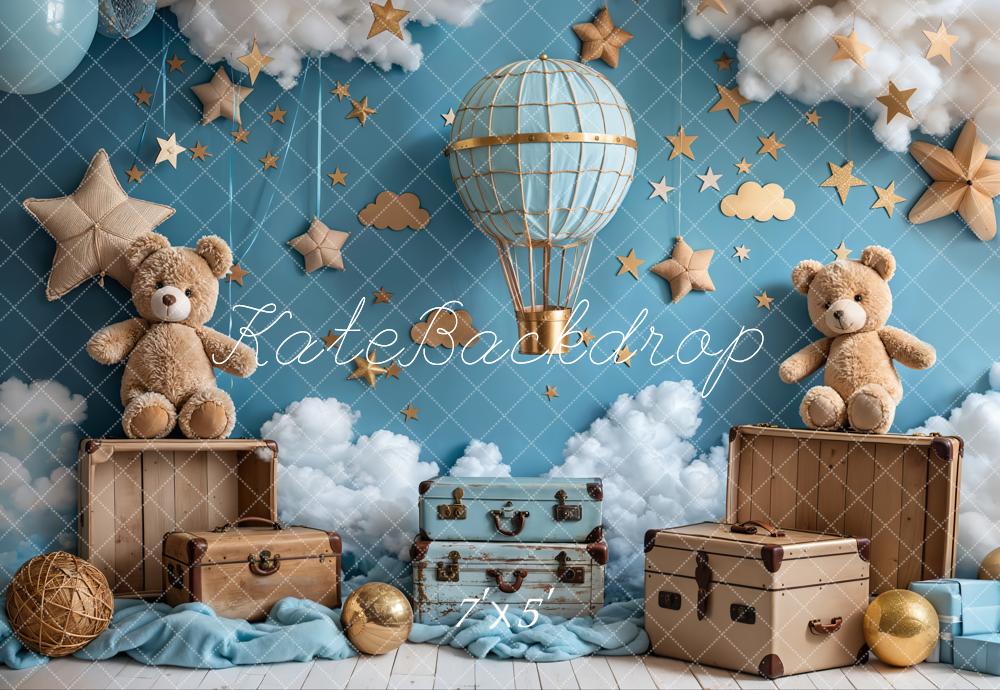 Offres Éclair-Kate Dessin animé Montgolfière Ours en peluche Toile de fond conçue par Emetselch - Kate Backdrop FR