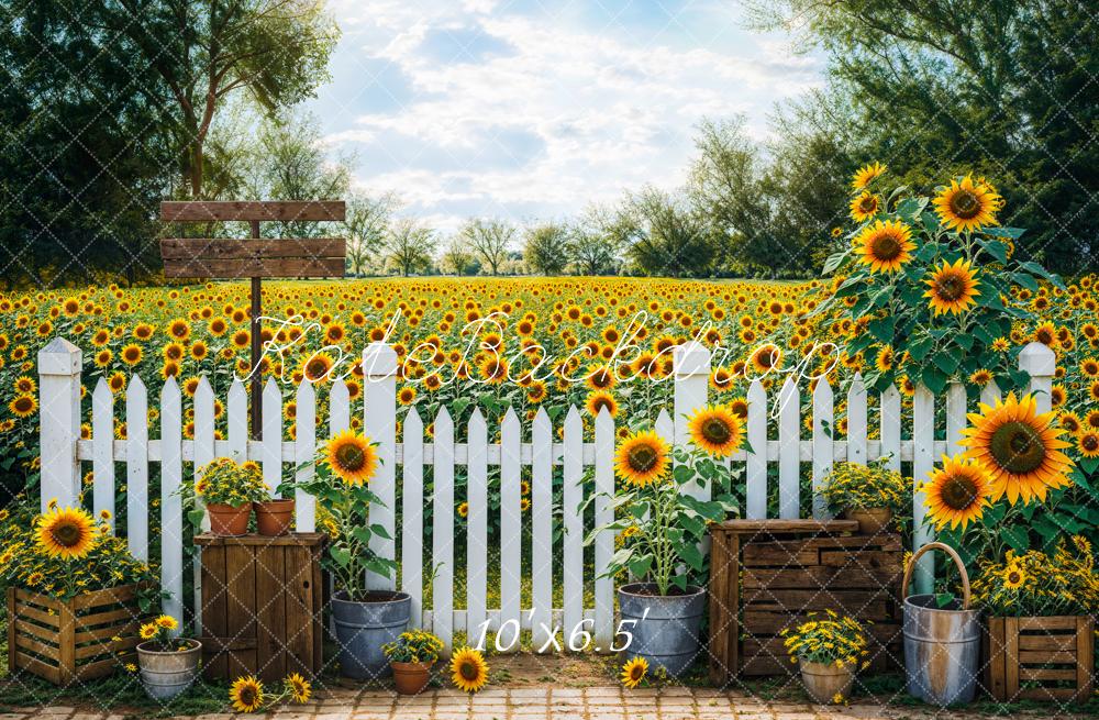 Kate Été Extérieur Jaune Jardin de tournesols Toile de fond conçue par Emetselch - Kate Backdrop FR