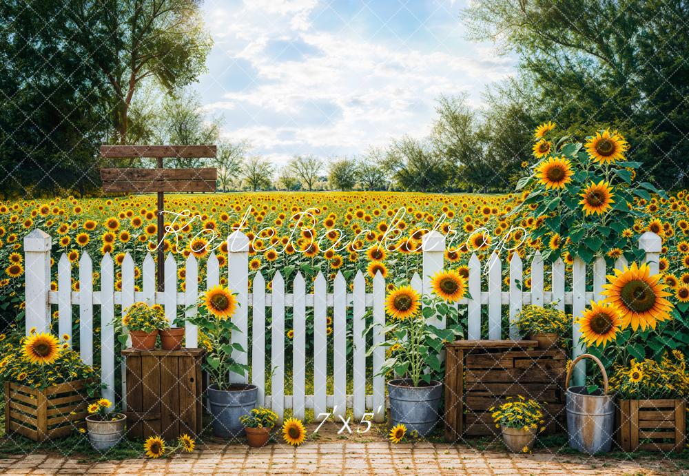 Kate Été Extérieur Jaune Jardin de tournesols Toile de fond conçue par Emetselch - Kate Backdrop FR