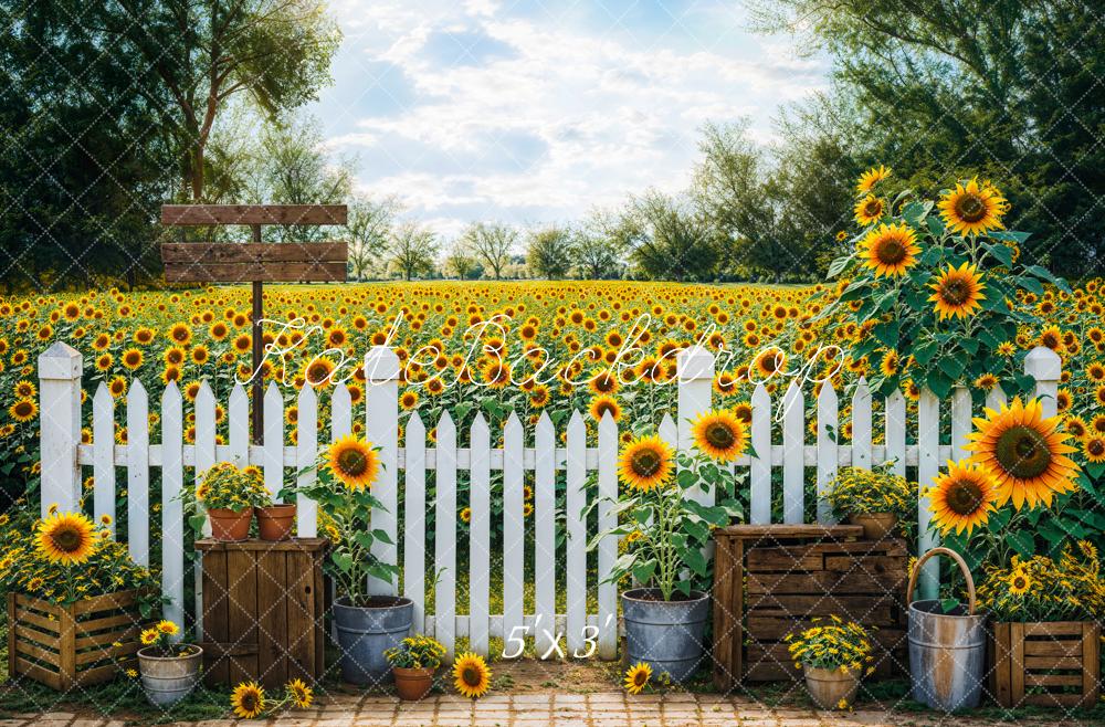 Kate Été Extérieur Jaune Jardin de tournesols Toile de fond conçue par Emetselch - Kate Backdrop FR