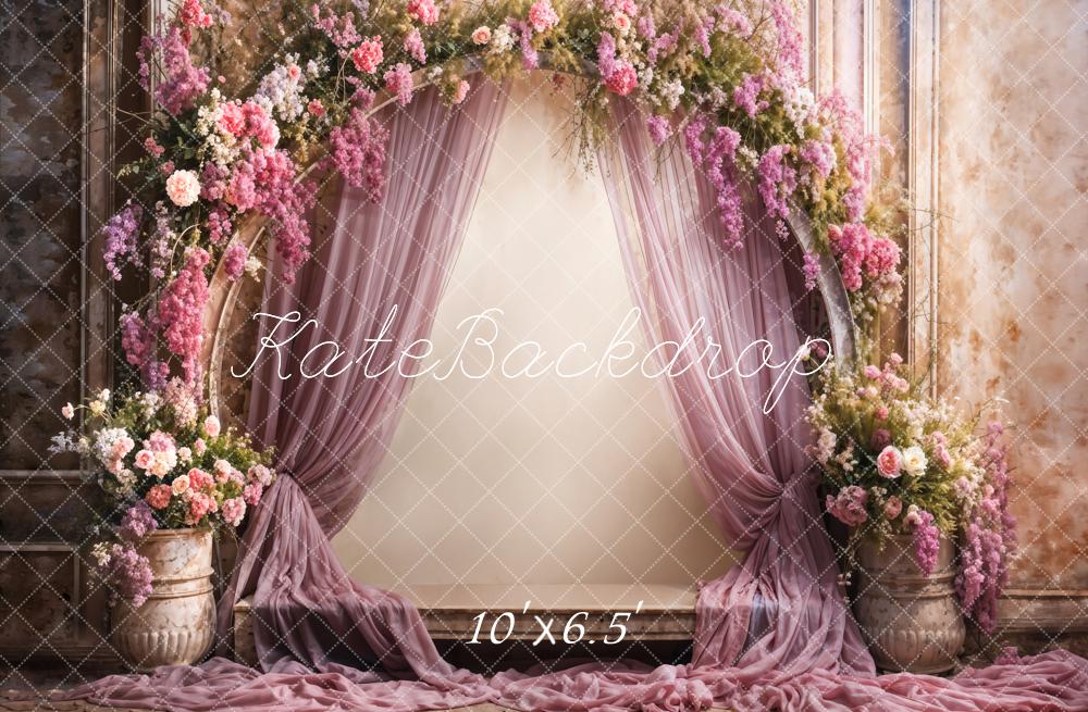 Kate Rétro Arche de fleurs Doux Rideau Violet Toile de fond conçue par Emetselch - Kate Backdrop FR