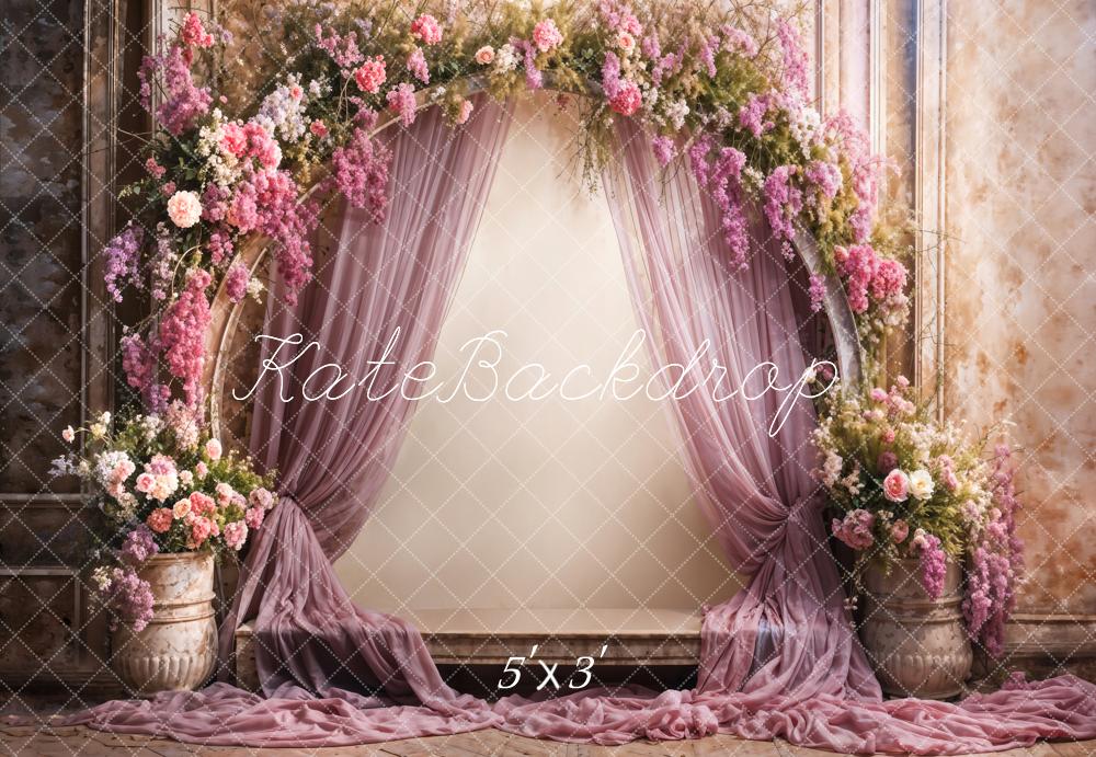 Kate Rétro Arche de fleurs Doux Rideau Violet Toile de fond conçue par Emetselch - Kate Backdrop FR