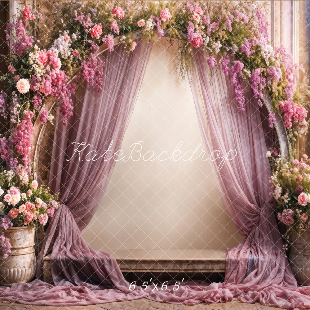 Kate Rétro Arche de fleurs Doux Rideau Violet Toile de fond conçue par Emetselch - Kate Backdrop FR