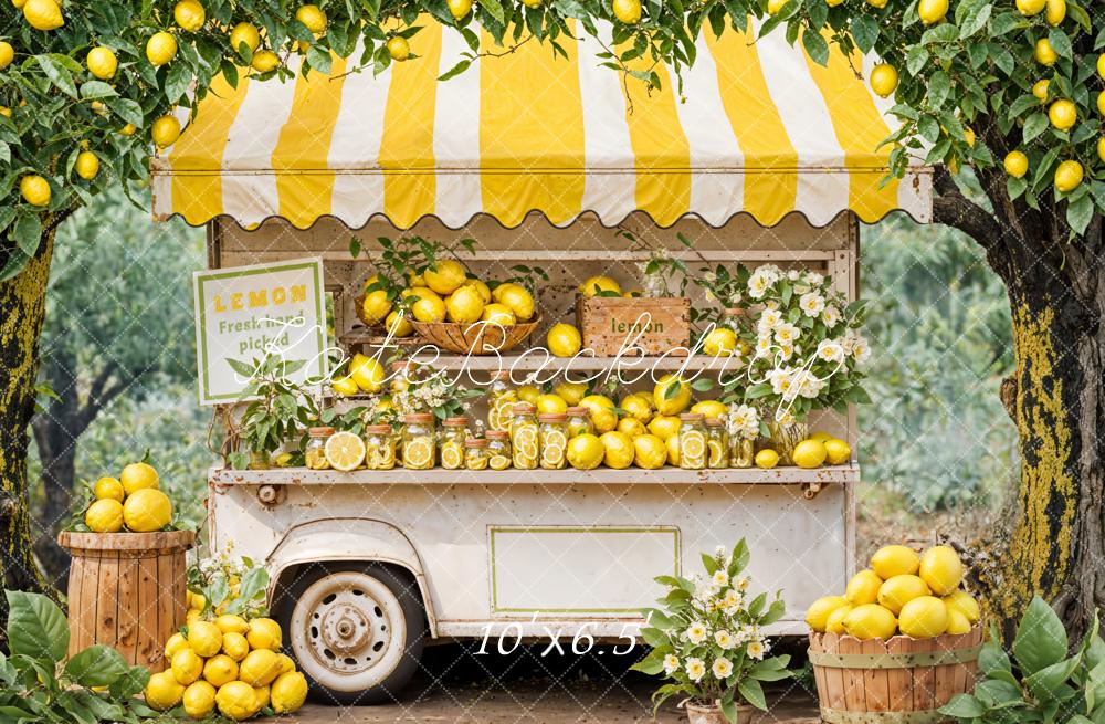 Kate Été Stand de citron Jaune Magasin Extérieur Toile de fond conçue par Emetselch - Kate Backdrop FR