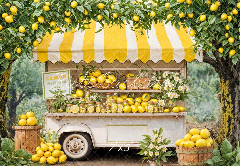 Kate Été Stand de citron Jaune Magasin Extérieur Toile de fond conçue par Emetselch - Kate Backdrop FR