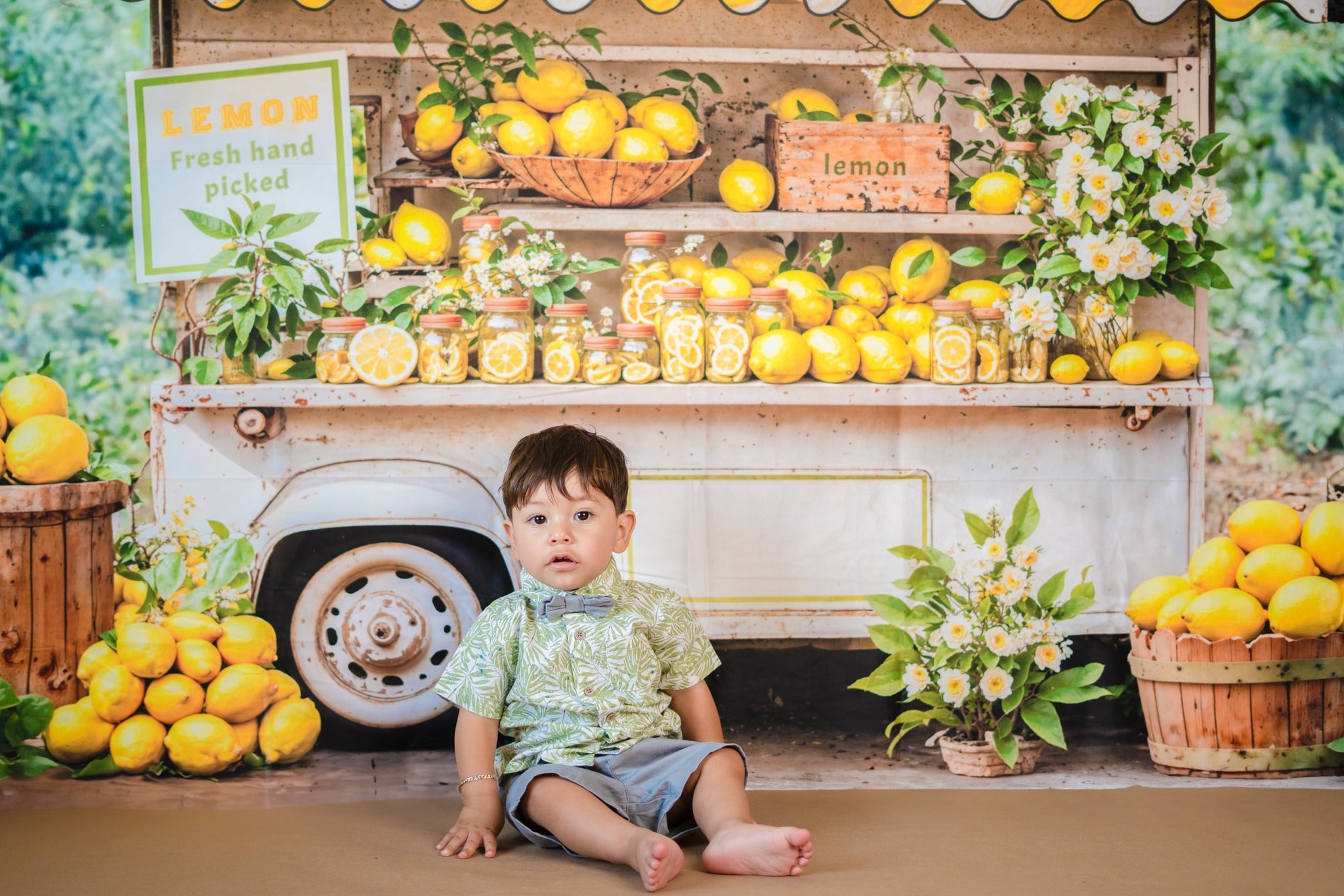 Kate Été Stand de citron Jaune Magasin Extérieur Toile de fond conçue par Emetselch - Kate Backdrop FR