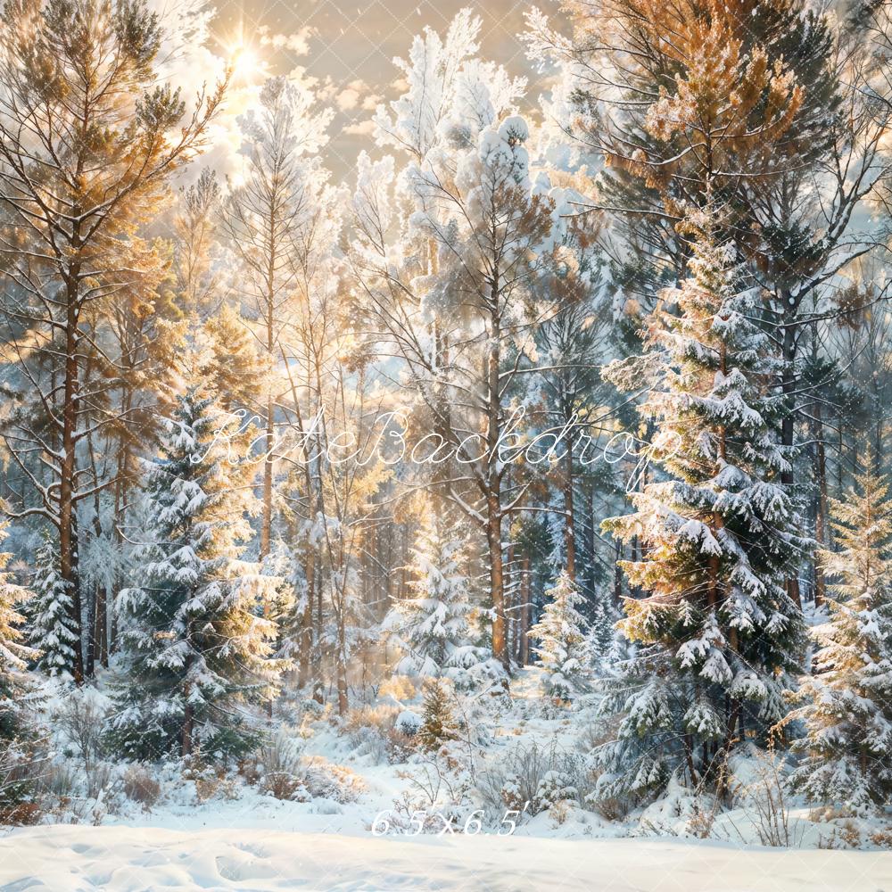 Kate Hiver Noël Extérieur Forêt de pins Toile de fond conçue par Chain Photographie - Kate Backdrop FR