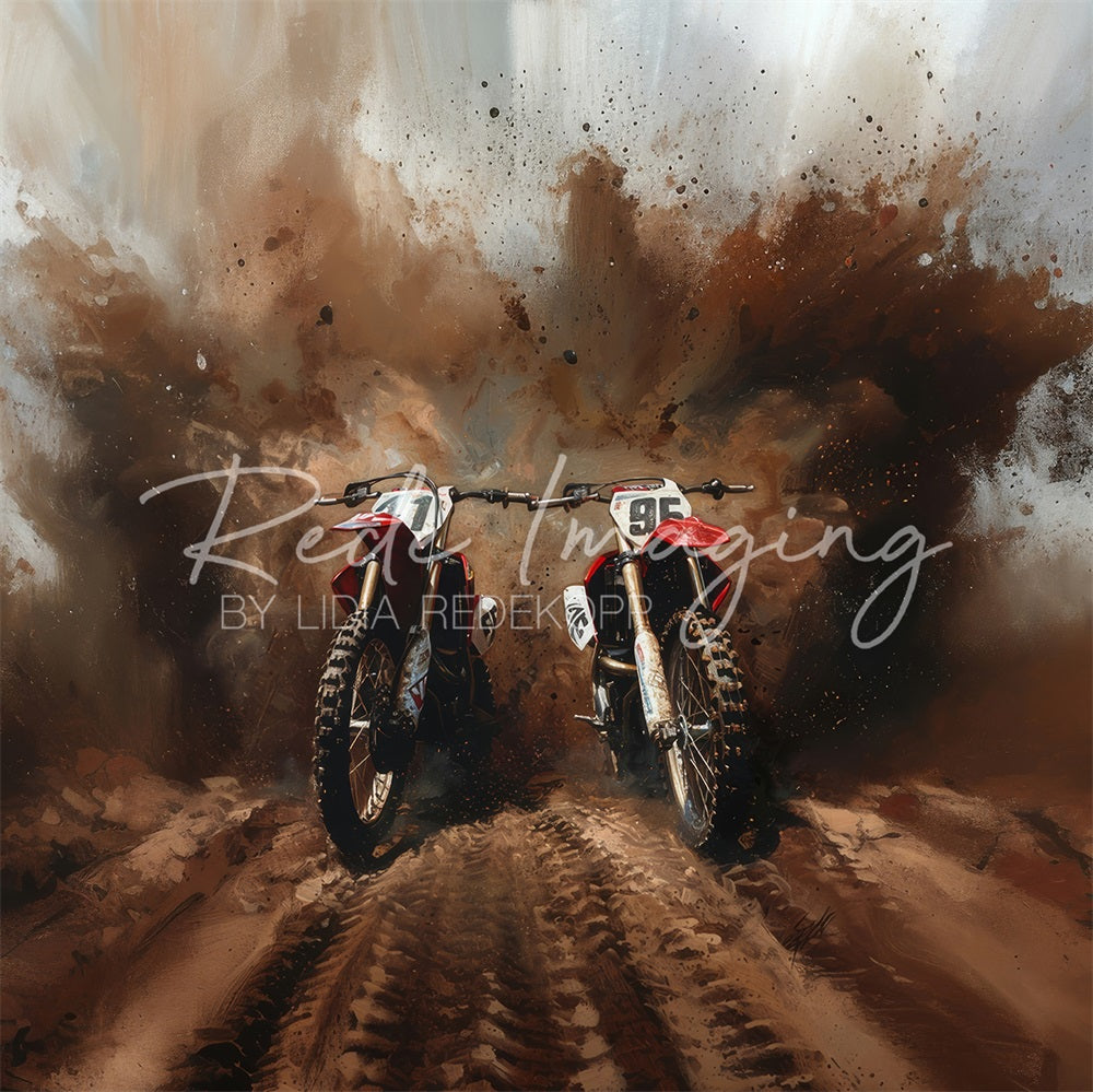 Kate Motocross Motos de terre Tempête de sol Toile de fond conçue par Lidia Redekopp - Kate Backdrop FR