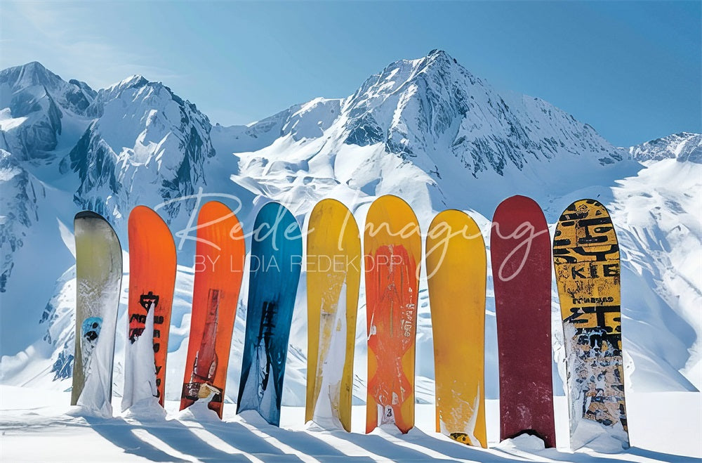 GROUPE VIP - Kate Montagne enneigée Planche à Skis Toile de fond conçue par Lidia Redekopp - Kate Backdrop FR