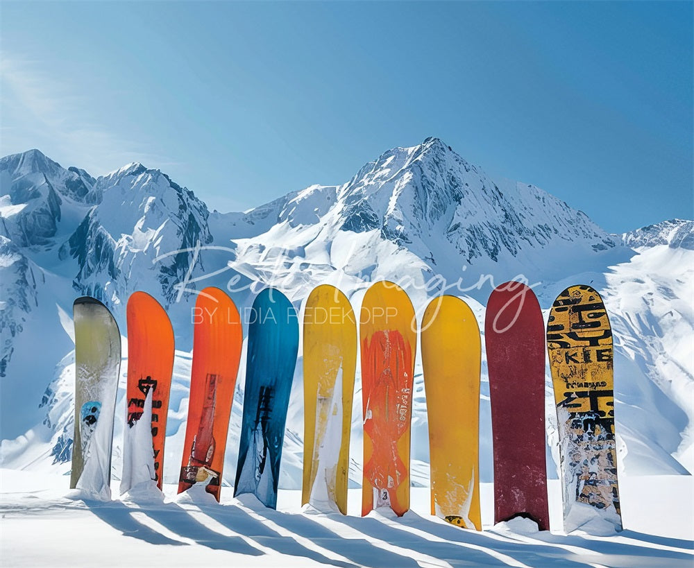 GROUPE VIP - Kate Montagne enneigée Planche à Skis Toile de fond conçue par Lidia Redekopp - Kate Backdrop FR