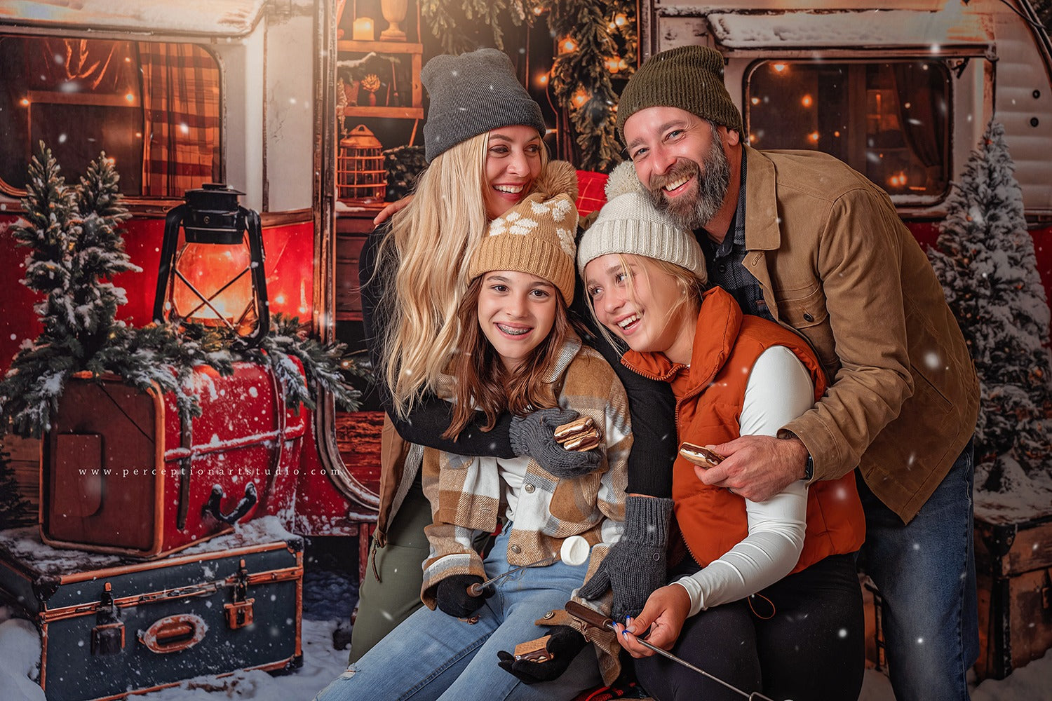 Kate Soirée de Noël Valise Camping-car Neige Toile de fond conçue par Emetselch