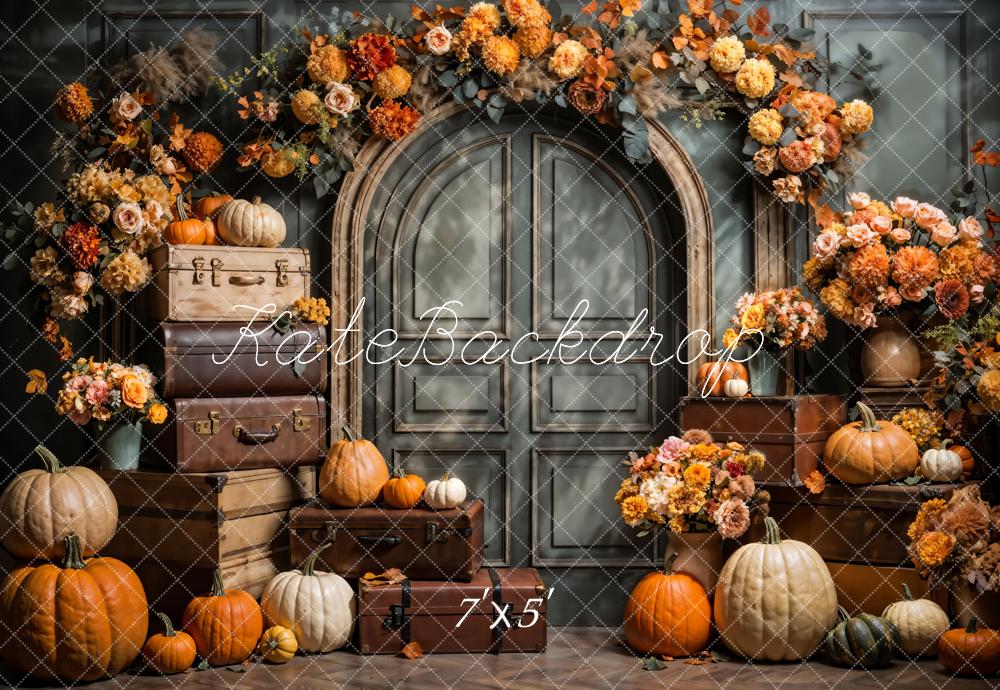 Kate Automne Fleurs Citrouille Porte Valises Toile de fond conçue par Emetselch - Kate Backdrop FR