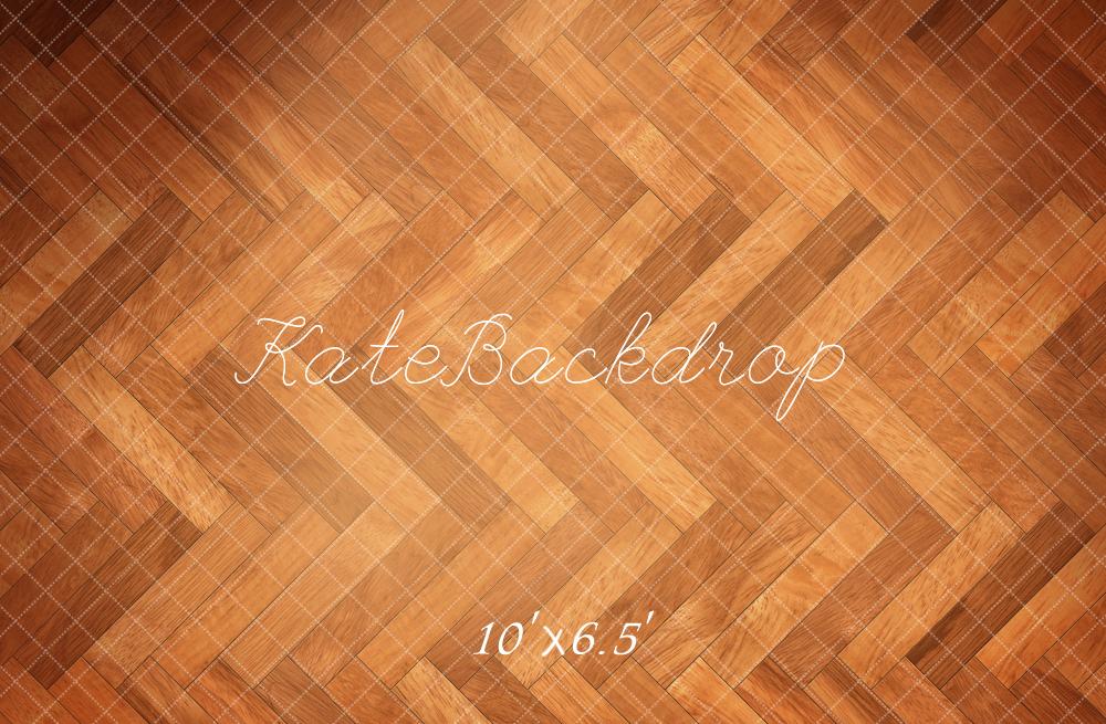 Kate Orange Marron Parquet à chevrons Sol Toile de fond conçue par Kate Image - Kate Backdrop FR