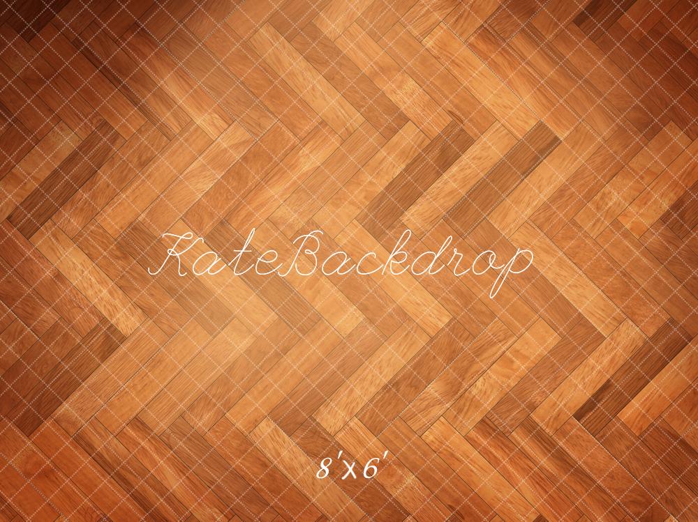 Kate Orange Marron Parquet à chevrons Sol Toile de fond conçue par Kate Image - Kate Backdrop FR