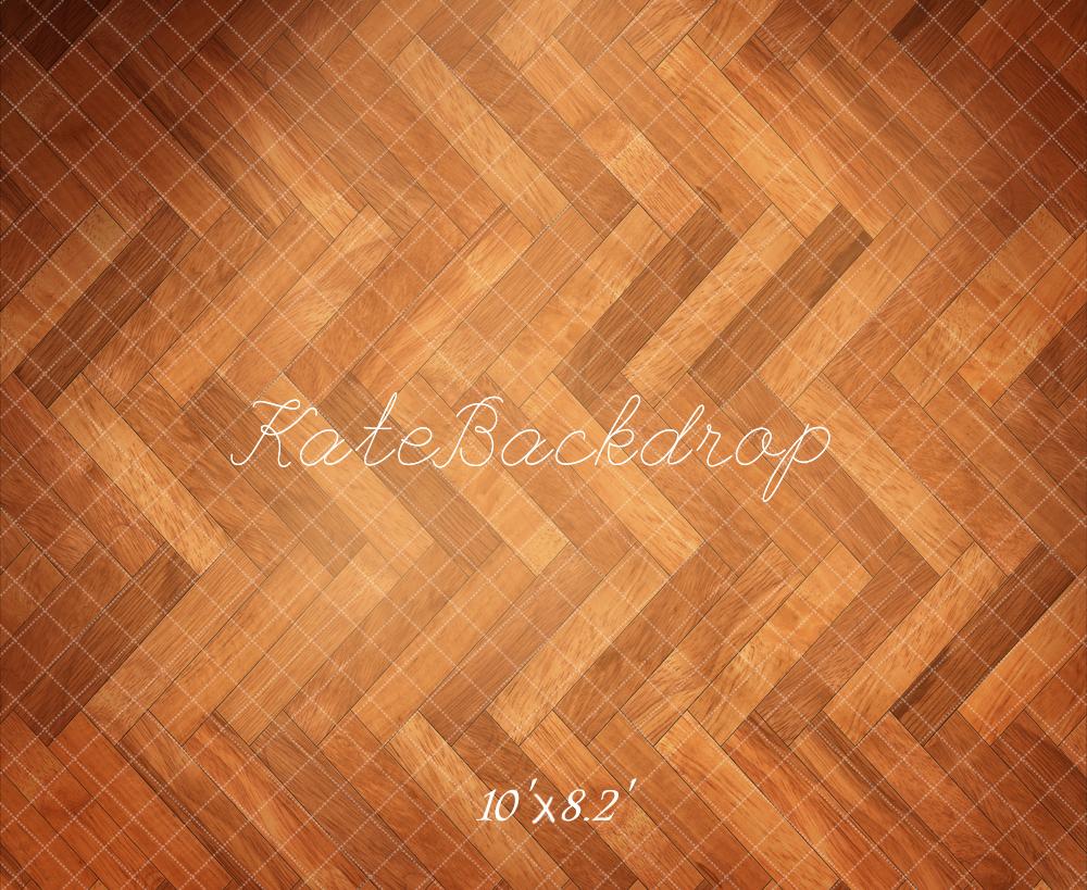 Kate Orange Marron Parquet à chevrons Sol Toile de fond conçue par Kate Image - Kate Backdrop FR