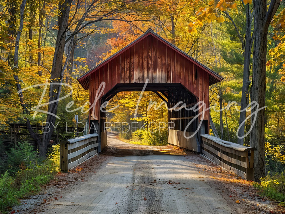 Kate Été Pont couvert Forêt Nature Paysage Toile de fond conçue par Lidia Redekopp - Kate Backdrop FR