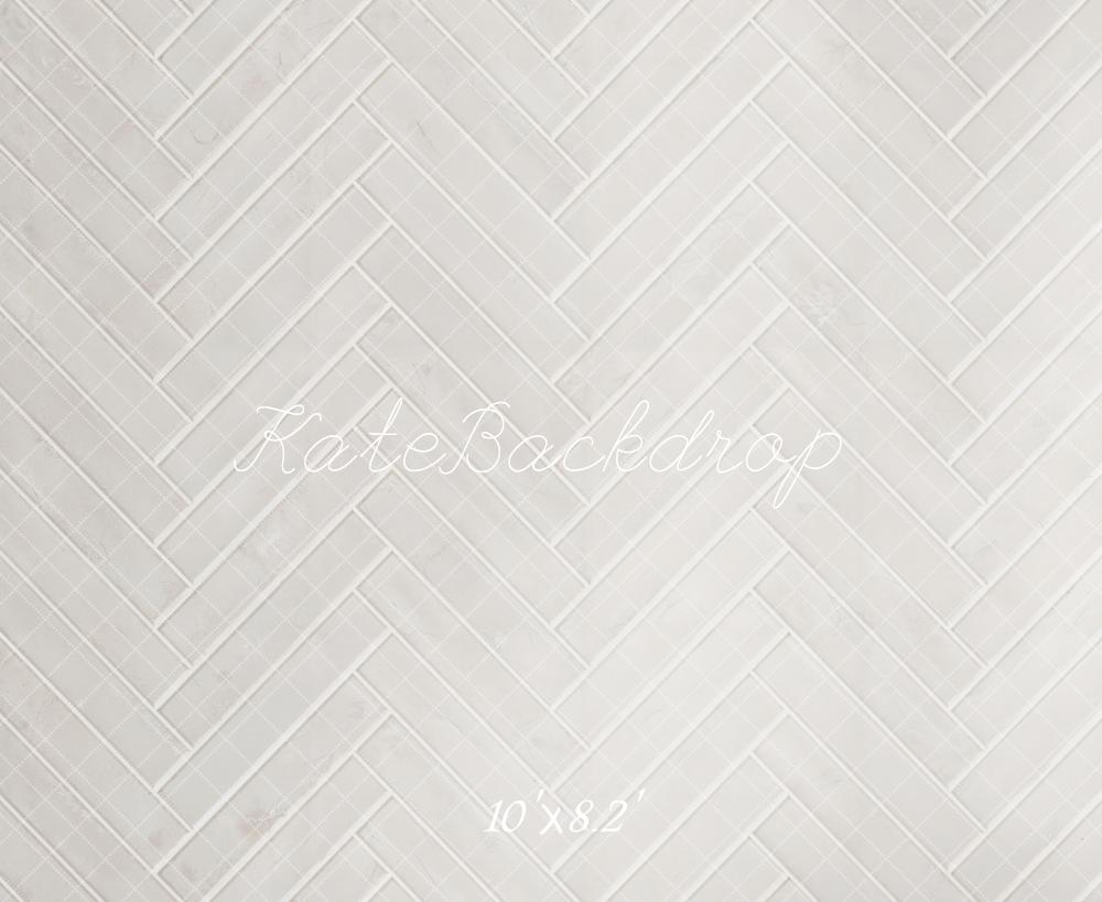 Kate Blanc Parquet à chevrons Sol Toile de fond conçue par Kate Image - Kate Backdrop FR