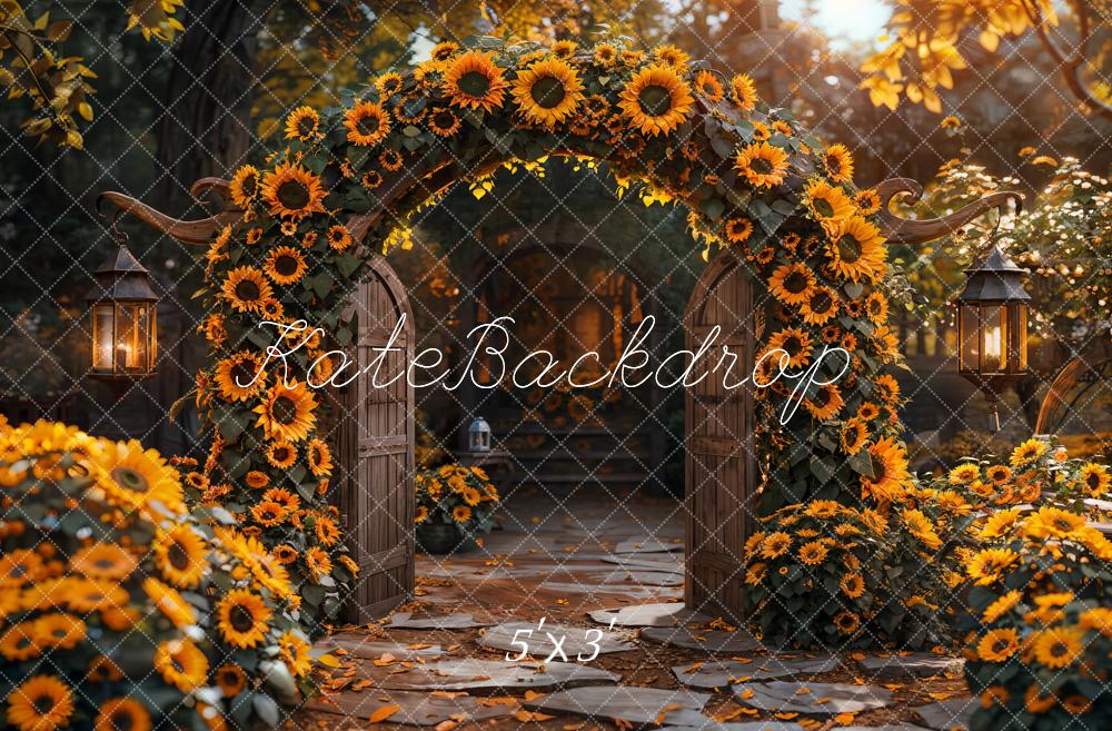 Kate Automne Arche Tournesol Jaune Porte Jardin Toile de fond conçue par Emetselch - Kate Backdrop FR