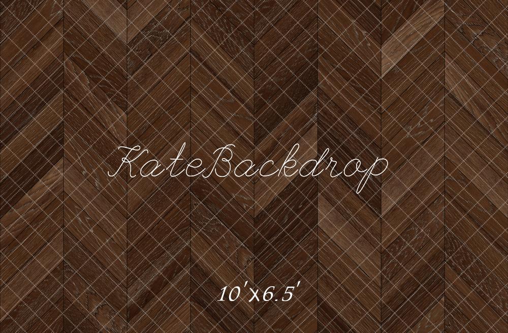 Kate Marron foncé Parquet à chevrons Sol Toile de fond conçue par Kate Image - Kate Backdrop FR